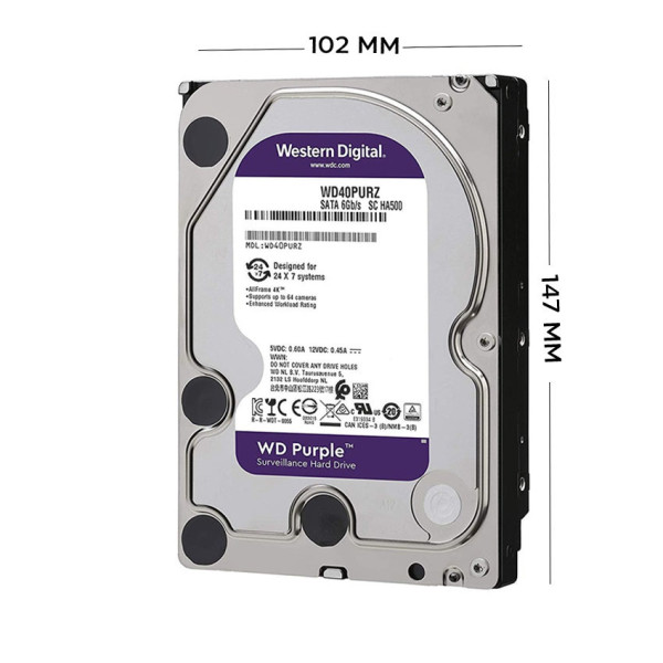 Ổ cứng HDD WD Purple 4TB 3.5 inch, 5400RPM, SATA, 256MB Cache (WD42PURU-78)