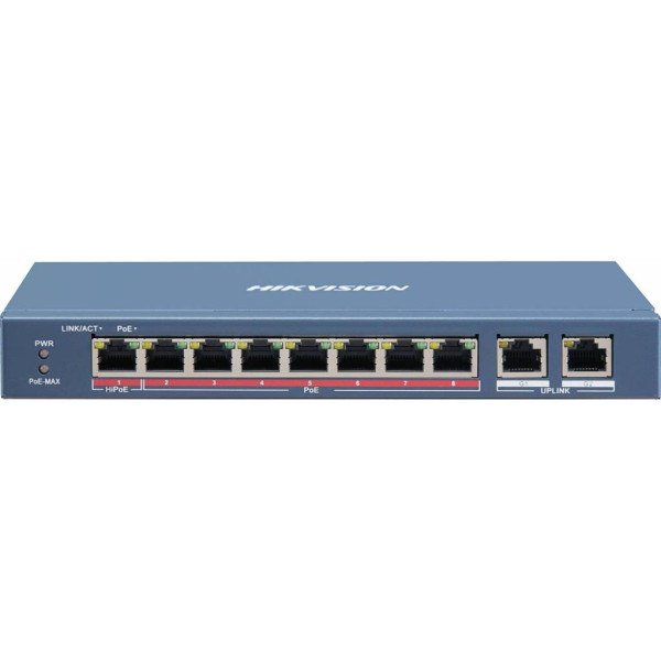 Switch Hi-PoE Không Quản Lý Hikvision DS-3E0310HP-E – 10 Cổng, 8 Cổng PoE, 2 Cổng Gigabit Uplink